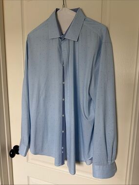 Society Of Threads Light Blue Dress Shirt with Micro Dot Accent